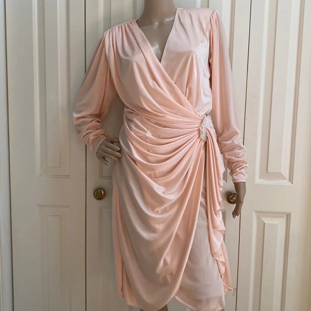 Betsy & Adam Vintage Pink Wrap Dress size Small - Picture 1 of 12